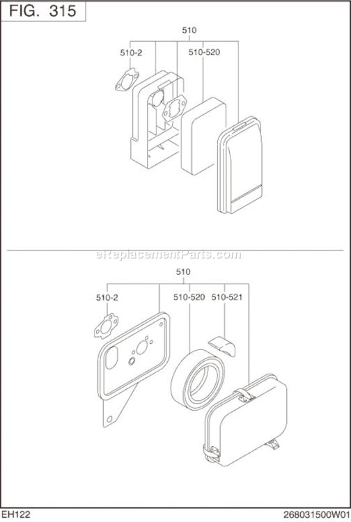 Page D Diagram and Parts List for EH122D46051  Subaru Engine