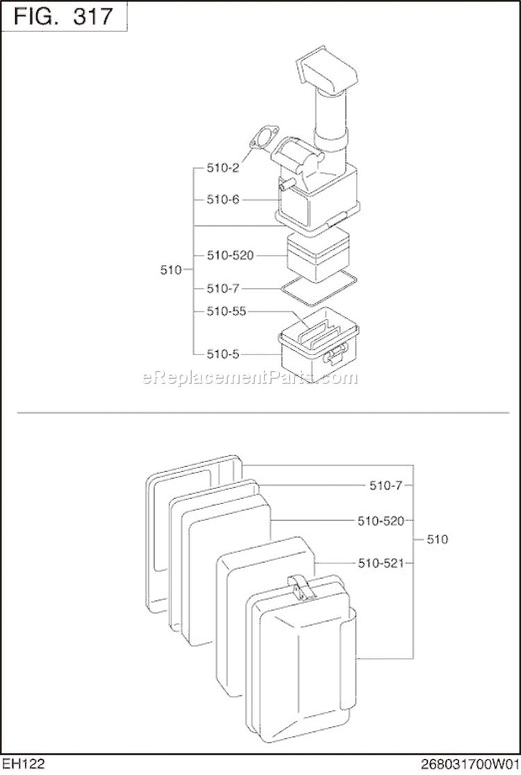 Page E Diagram and Parts List for EH122D46390  Subaru Engine