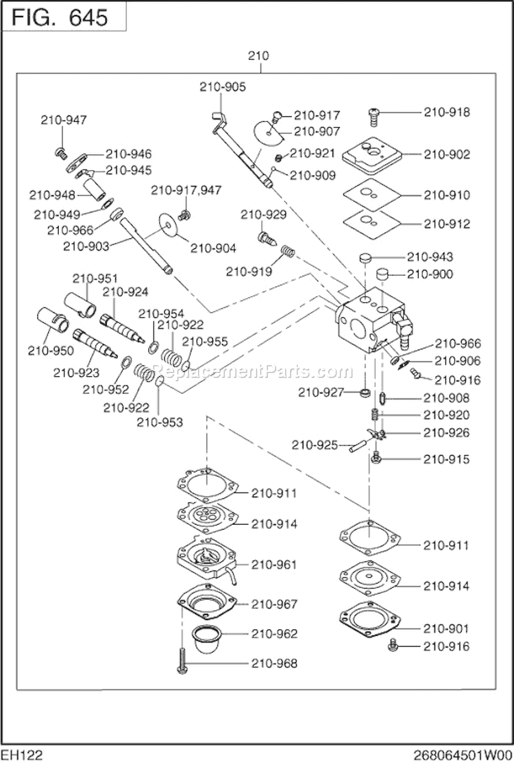 Page J Diagram and Parts List for EH122D46420  Subaru Engine