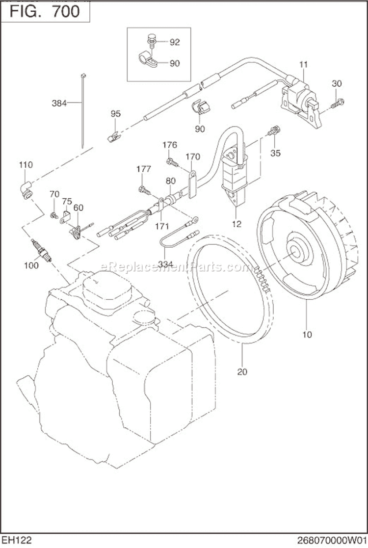 Electric Device Diagram and Parts List for EH122D46420  Subaru Engine
