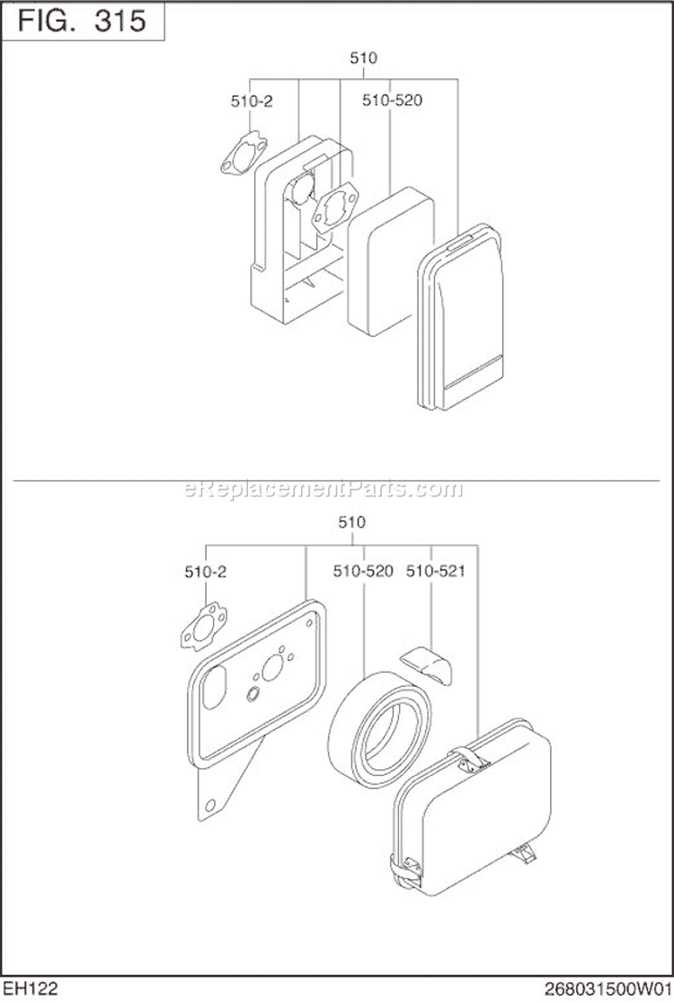 Page D Diagram and Parts List for EH122D46420  Subaru Engine