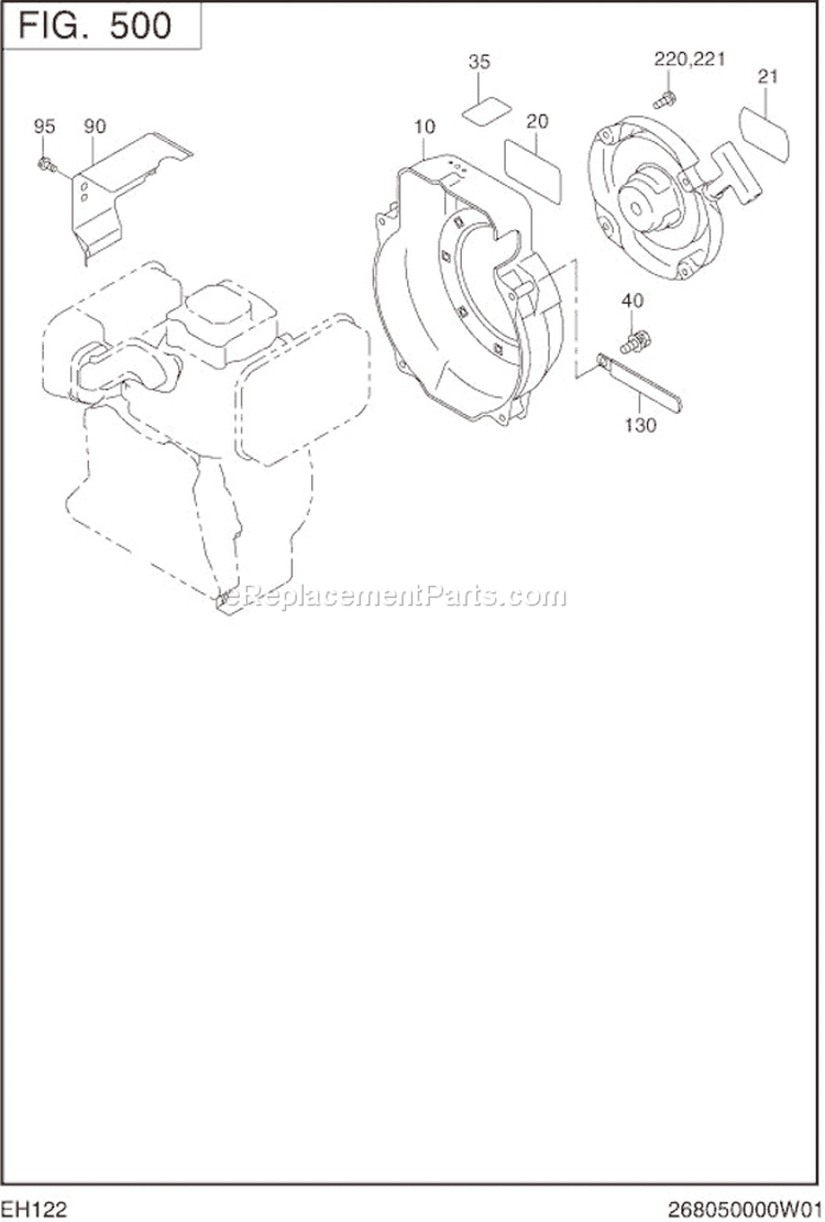 Cooling,Starting Diagram and Parts List for EH122D46420  Subaru Engine