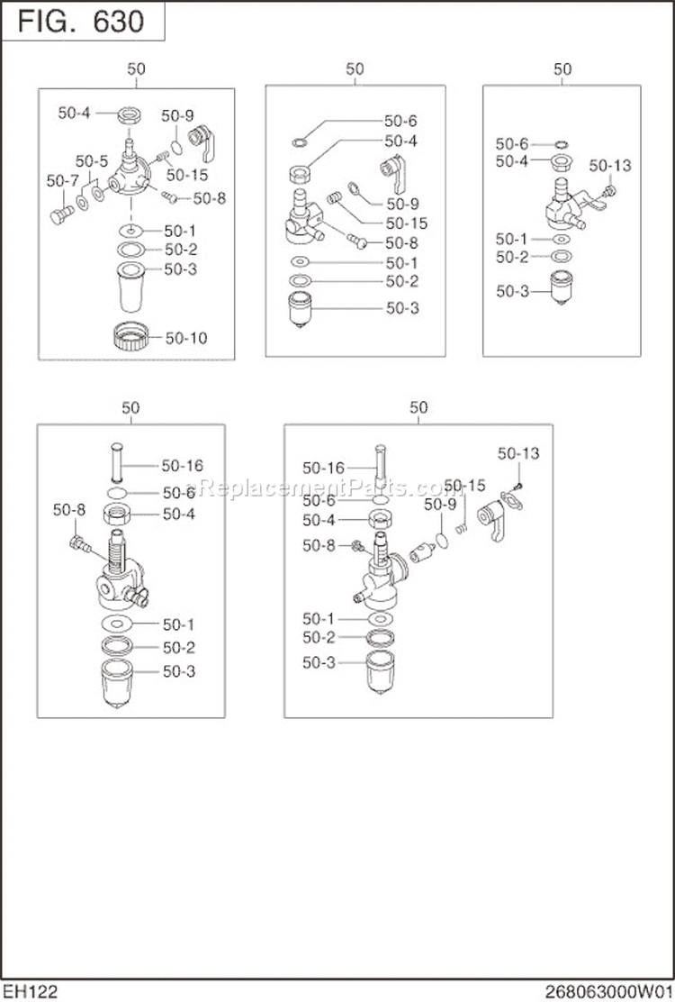 Fuel Lubricant Diagram and Parts List for EH122D46690  Subaru Engine