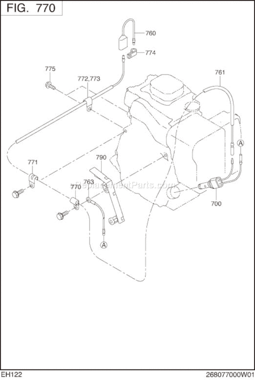 Oil Sensor Diagram and Parts List for EH122YD0500  Subaru Engine