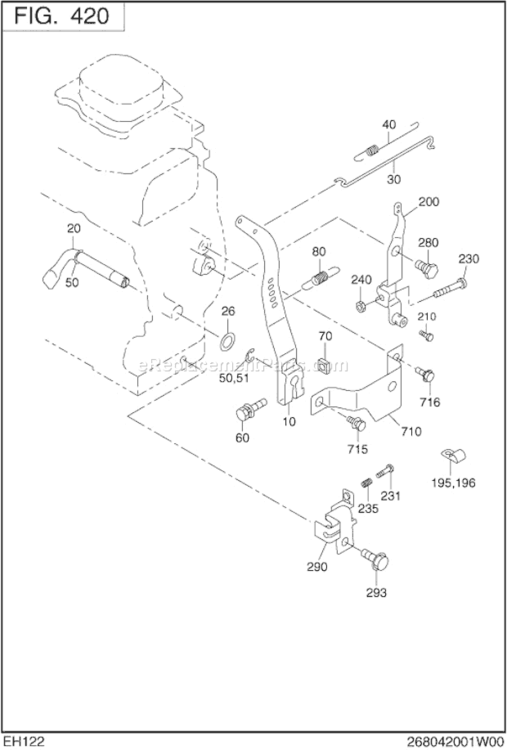 Governor,Operation Diagram and Parts List for EH122YD4102  Subaru Engine