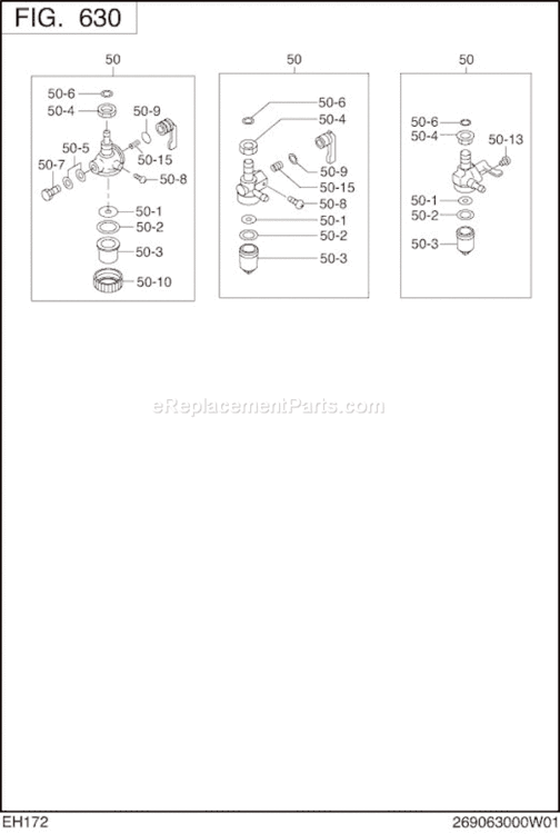 Page J Diagram and Parts List for EH172B60100  Subaru Engine
