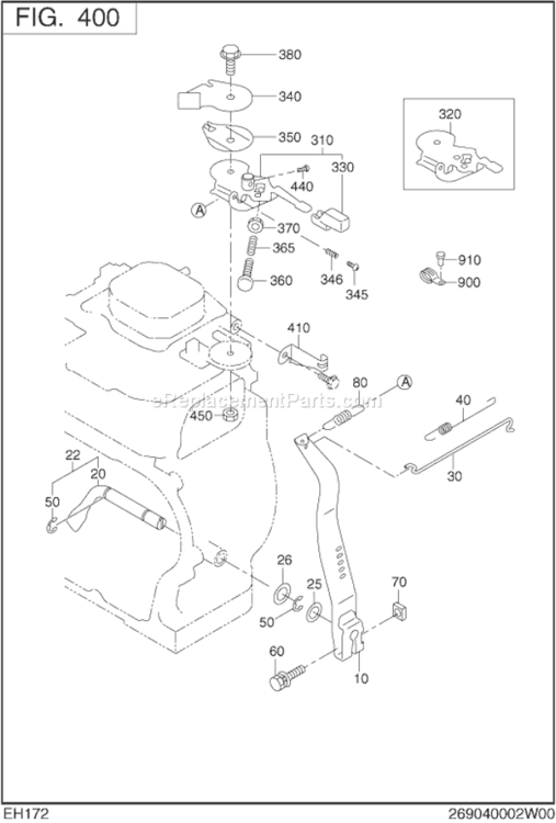 Governor,Operation Diagram and Parts List for EH172B60200  Subaru Engine
