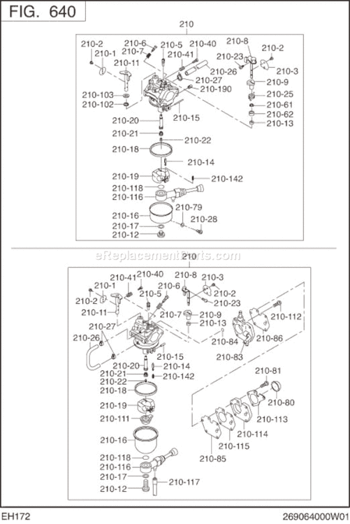 Page J Diagram and Parts List for EH172B75050  Subaru Engine