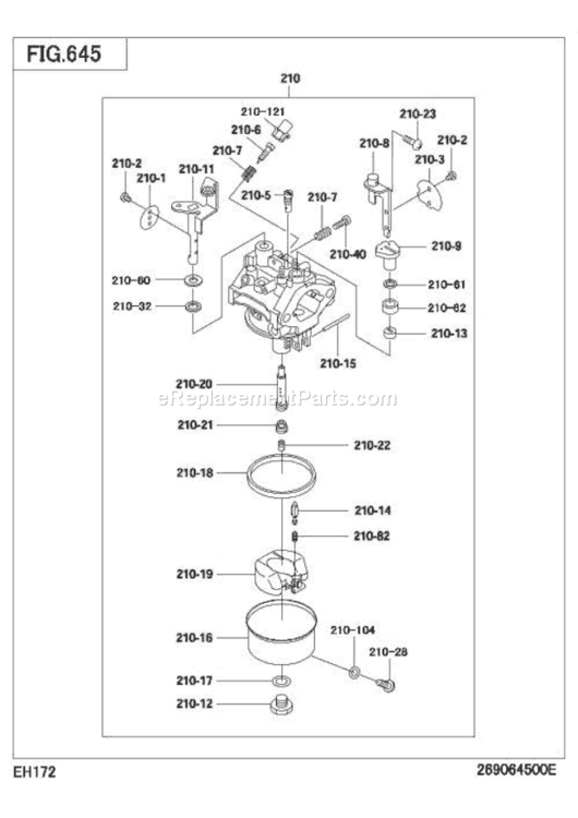 Page H Diagram and Parts List for EH172D23610  Subaru Engine