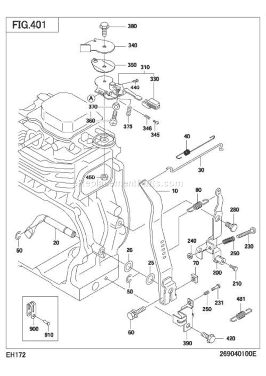 Governor,Operation Diagram and Parts List for EH172D26510  Subaru Engine
