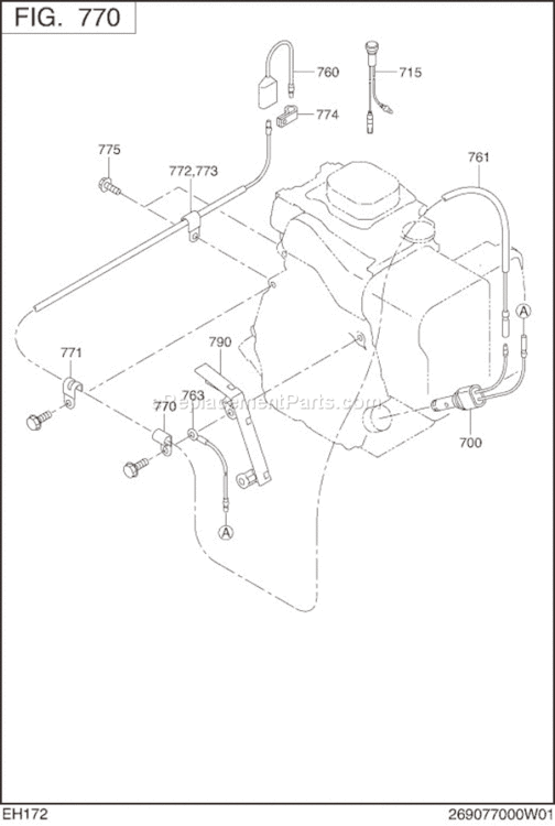 Oil Sensor Diagram and Parts List for EH172D41321  Subaru Engine