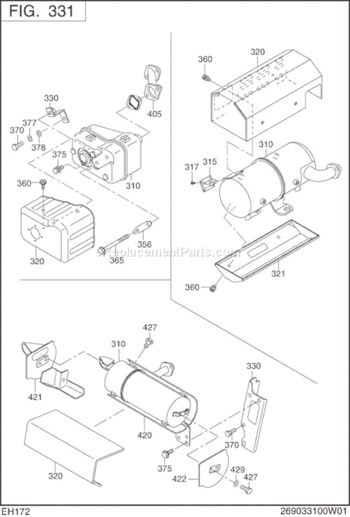 Page E Diagram and Parts List for EH172D52050  Subaru Engine