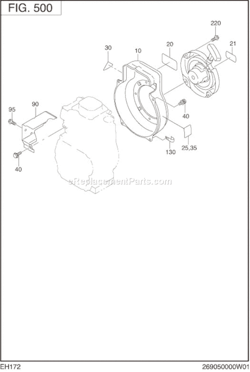 Cooling,Starting Diagram and Parts List for EH172D62071  Subaru Engine