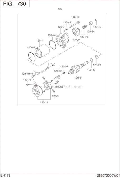 Page N Diagram and Parts List for EH172DS0520  Subaru Engine