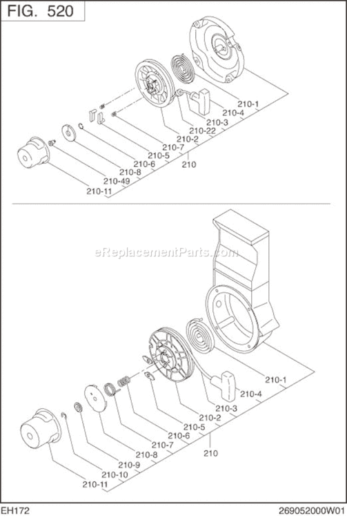 Page H Diagram and Parts List for EH172YD0101  Subaru Engine