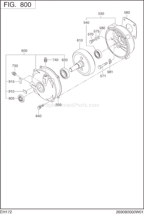 Reduction,Clutch Diagram and Parts List for EH172YR0000  Subaru Engine