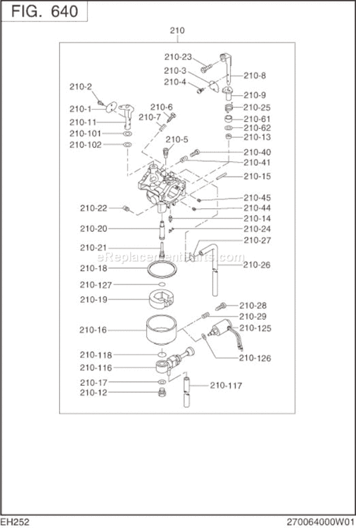Page K Diagram and Parts List for EH252B00010  Subaru Engine
