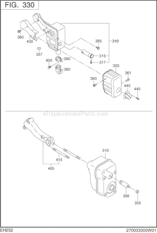 Page E Diagram and Parts List for EH252B00540  Subaru Engine