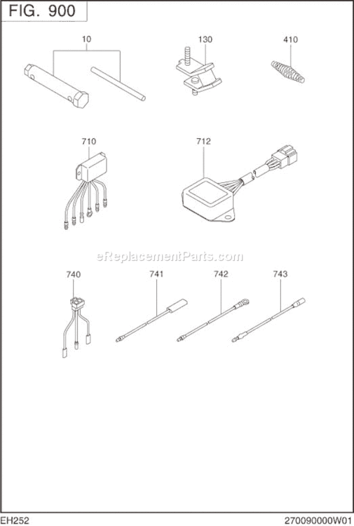 Accessories Diagram and Parts List for EH252B02060  Subaru Engine