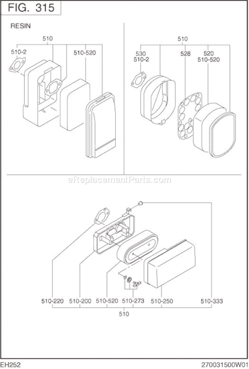 Page D Diagram and Parts List for EH252B15000  Subaru Engine