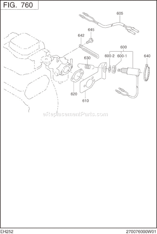Solenoid Diagram and Parts List for EH252B15030  Subaru Engine