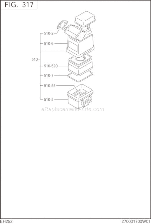 Page D Diagram and Parts List for EH252B71010  Subaru Engine