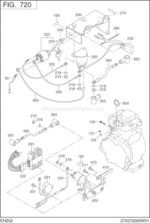 Starter Motor Diagram and Parts List for EH252BS6010  Subaru Engine