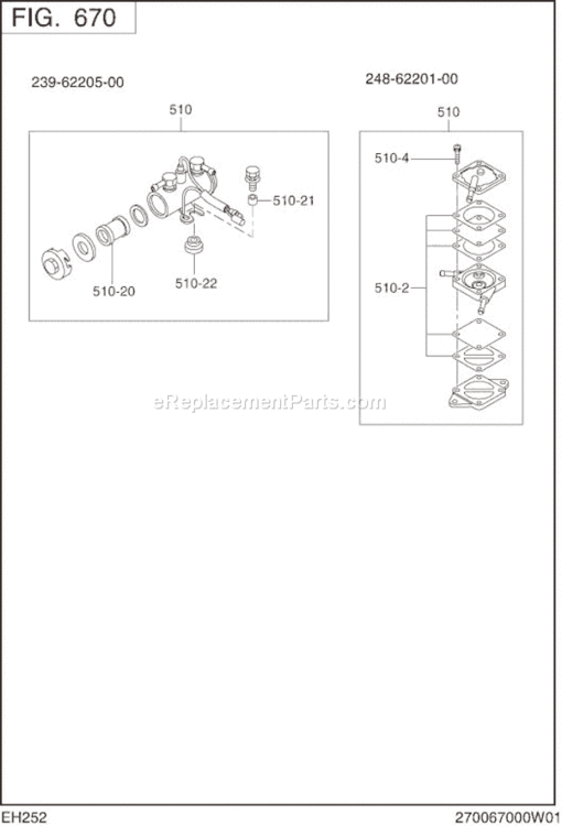Page J Diagram and Parts List for EH252YS7103  Subaru Engine