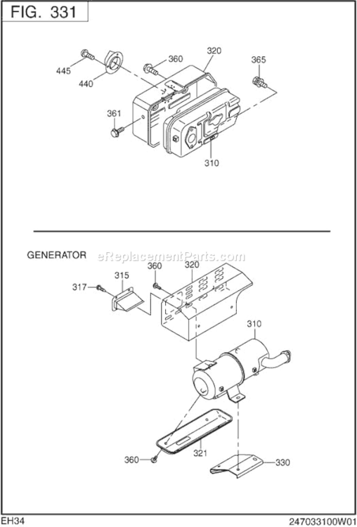 Page E Diagram and Parts List for EH340BS7160  Subaru Engine