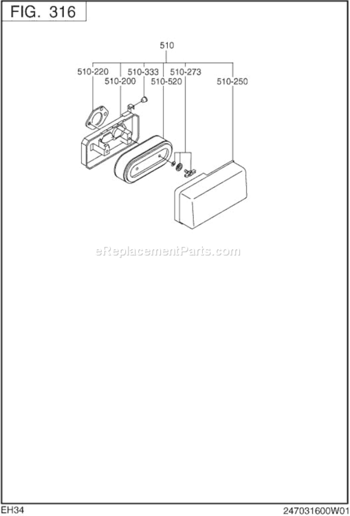 Page D Diagram and Parts List for EH340D65950  Subaru Engine