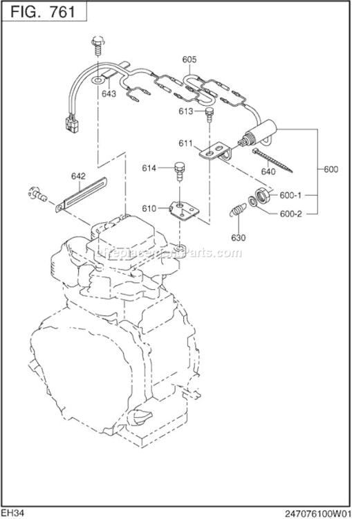Page M Diagram and Parts List for EH340YD2324  Subaru Engine