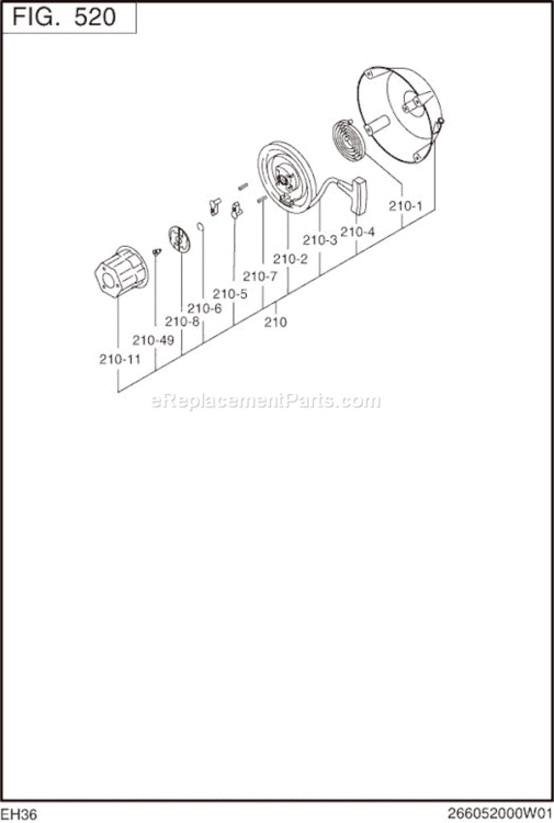 Page H Diagram and Parts List for EH360D00120  Subaru Engine