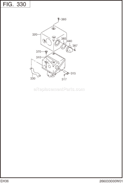 Page E Diagram and Parts List for EH360D10010  Subaru Engine