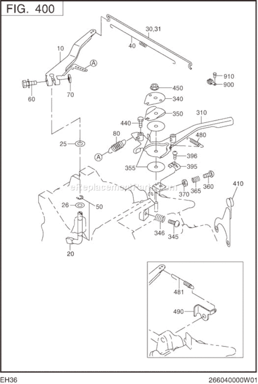 Governor,Operation Diagram and Parts List for EH360D10100  Subaru Engine