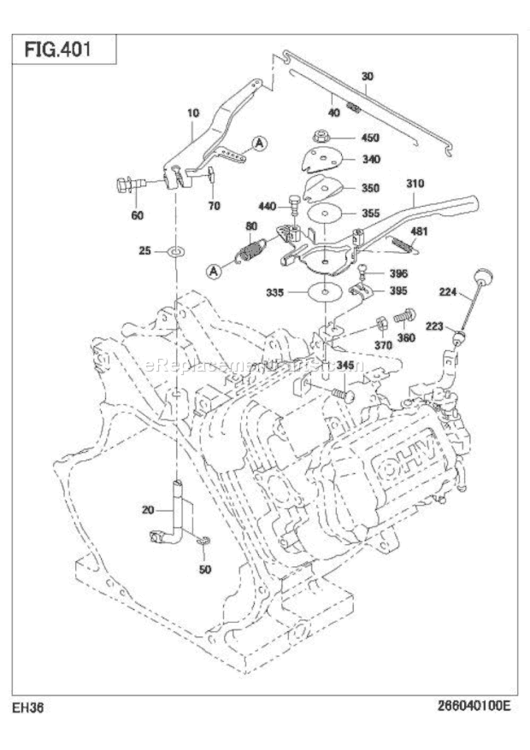 Governor Operation Diagram and Parts List for EH360D60120  Subaru Engine