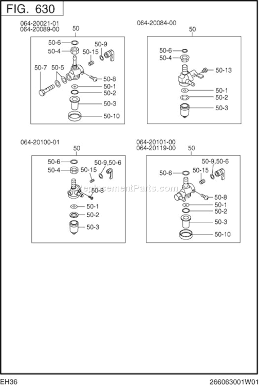 Page J Diagram and Parts List for EH360D62112  Subaru Engine
