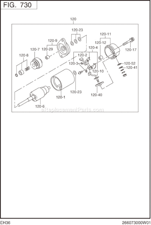 Page N Diagram and Parts List for EH360DS2120  Subaru Engine