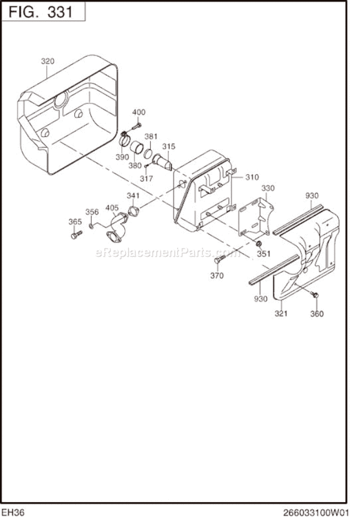 Page E Diagram and Parts List for EH360DS2330  Subaru Engine