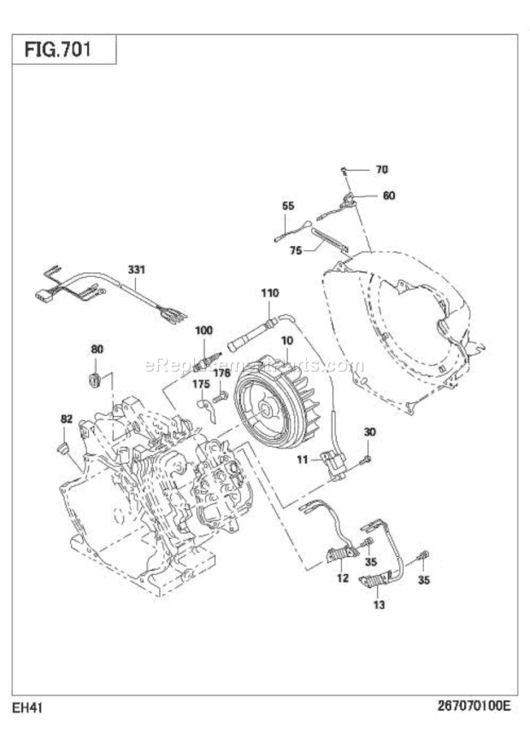 Electric Device Grou Diagram and Parts List for EH410D23050  Subaru Engine
