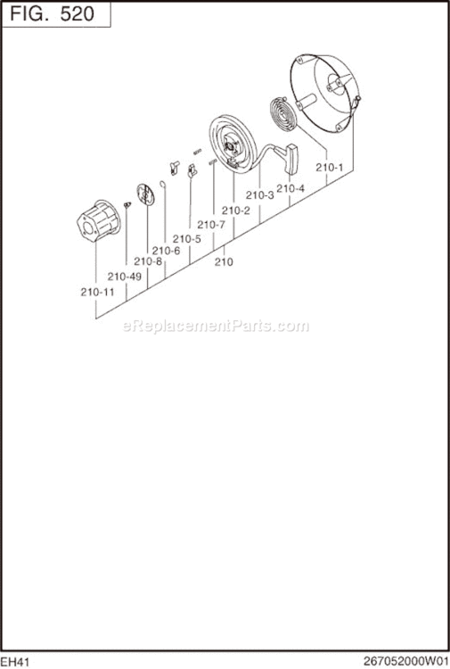 Page H Diagram and Parts List for EH410D62000  Subaru Engine