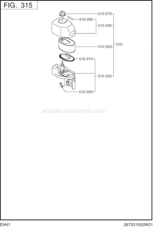 Page D Diagram and Parts List for EH410DS6321  Subaru Engine