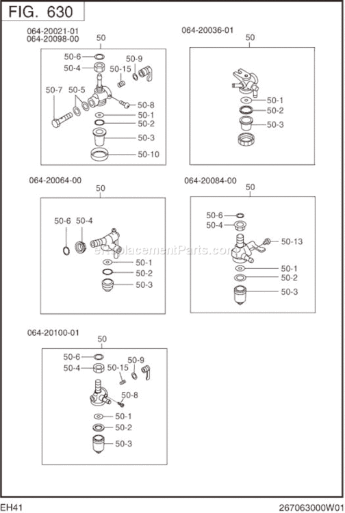 Page J Diagram and Parts List for EH410DS6760  Subaru Engine