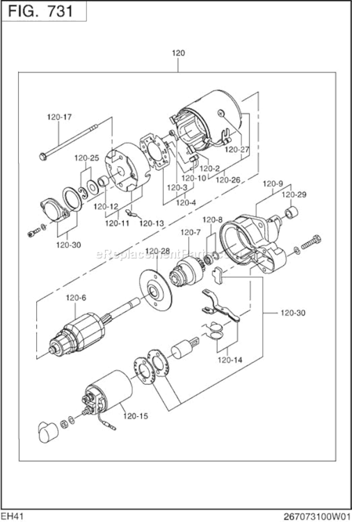 Page L Diagram and Parts List for EH410DS7110  Subaru Engine