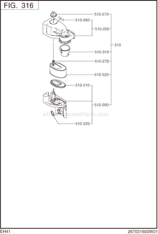 Page D Diagram and Parts List for EH410YS0030  Subaru Engine