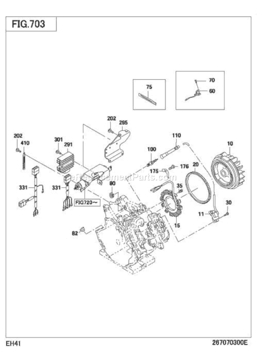 Electric Device Grou Diagram and Parts List for EH410YS0810  Subaru Engine