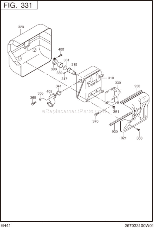Page E Diagram and Parts List for EH410YS2430  Subaru Engine