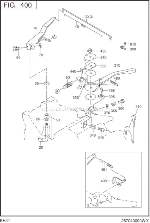 Governor,Operation Diagram and Parts List for EH410YS2430  Subaru Engine