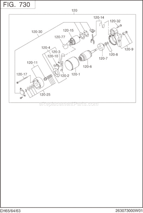Page K Diagram and Parts List for EH650DA0010  Subaru Engine