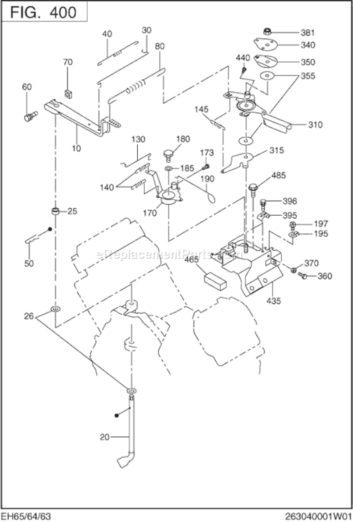 Governor Group Diagram and Parts List for EH650DA0010  Subaru Engine