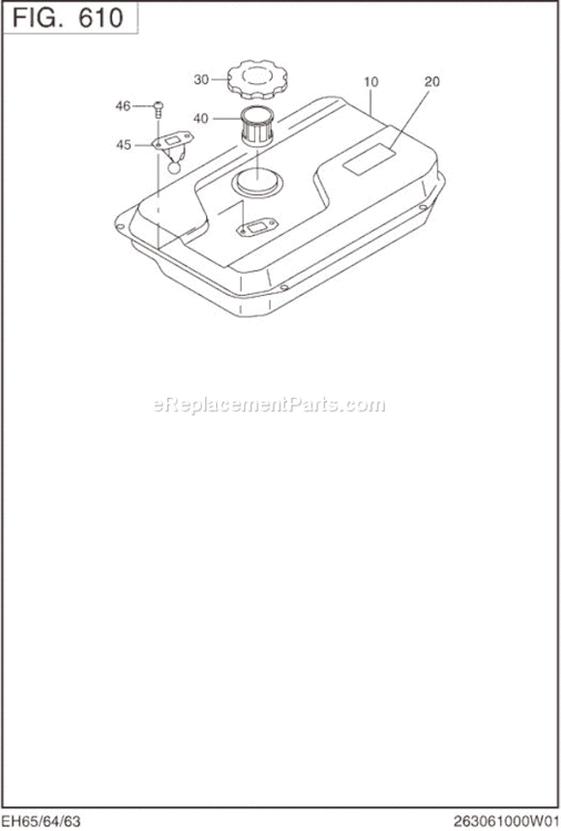 Fuel Lubricant Diagram and Parts List for EH650DA2730  Subaru Engine